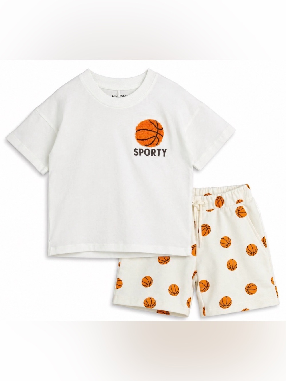 Mini Rodini Kids 100% Cotton Basketball T-Shirt and Matching Short Set Size 7